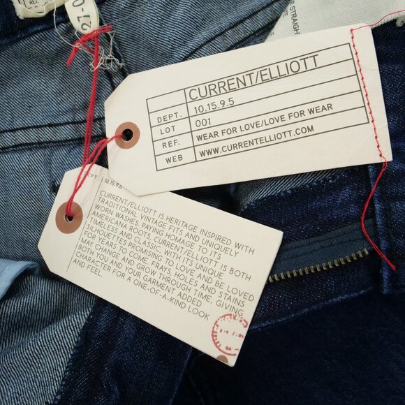 Current Elliott Jeans Womens 27 Blue Stove Pipe Straight Leg High Rise Zip New - Picture 7 of 16